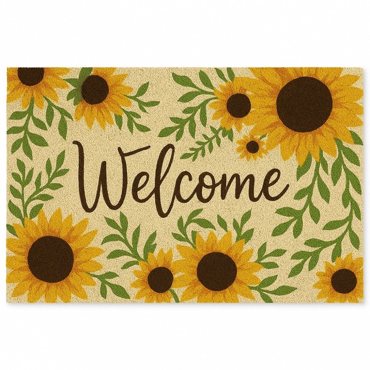 Wisolt® univerzális fürdőszobaszőnyeg, kristályvelúr, vízálló, csúszásgátló, 45x70 cm, napraforgó
