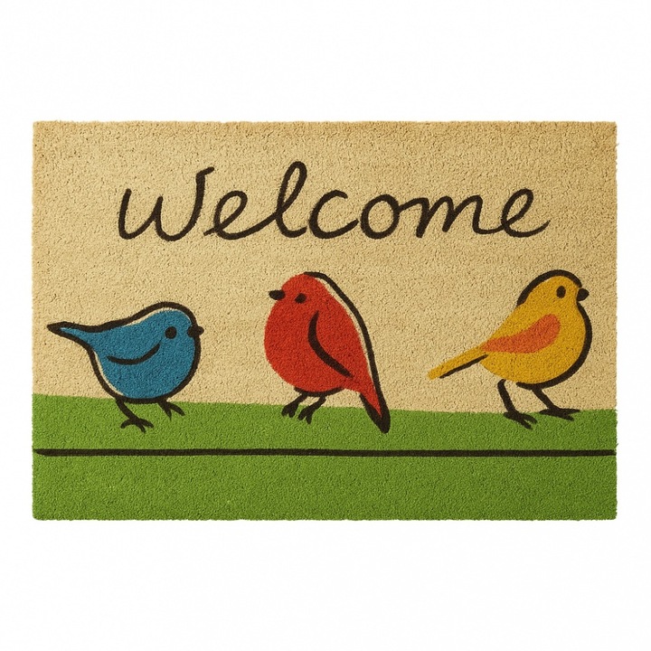 Wisolt® univerzális fürdőszobaszőnyeg, kristályvelúr, vízálló, csúszásgátló, 45x75 cm, madarak