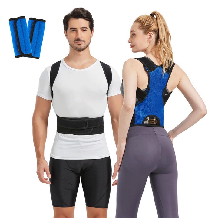 Corector de postura pentru Barbati si Femei, Ameliorarea Durerii, Corectare a Posturii, Calmare Durerilor de Umeri si Spate, Ajustabil, NBBBZC, marime S