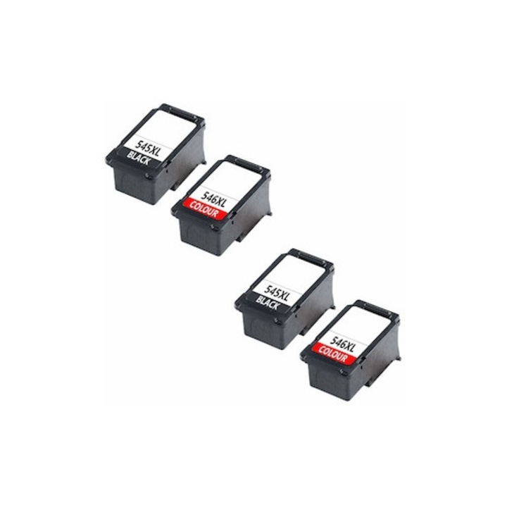 Kit de 4 Cartuse Cerneala PG545XL Negru, CL546XL Color Compatibile Canon Pixma IP 2800, IP 2850, MG 2400, MG 2500, MG2450, MG2550, iP2850, MG2950, MG 3000, MG 3050, MX 490, TR 4500, TS 205, TS 304, TS 305, TS 3100, TS 3150, TS3350, TS3450, TR4650
