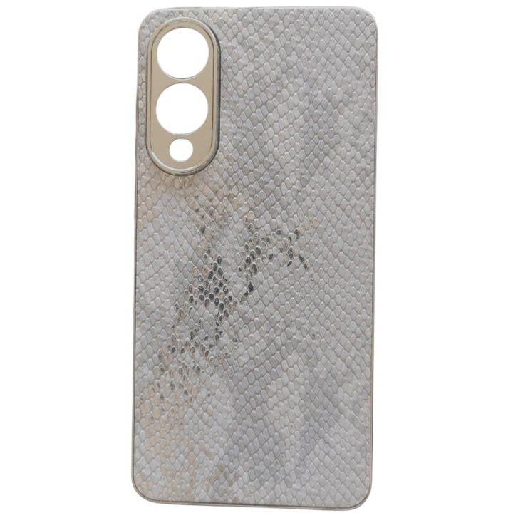 Кейс G-Tech Wild, съвместим с Samsung Galaxy S25 Edge, TPU и силикон, имитация на змийска кожа, сребрист
