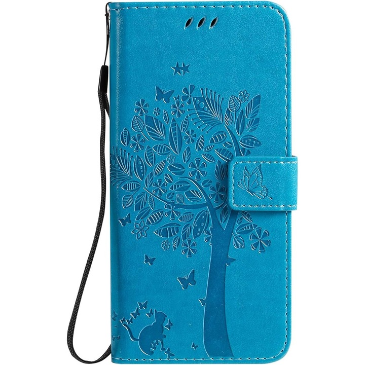 Husa telefon HAOYE, compatibila cu Xiaomi POCO F5, piele ecologica, culoare Albastru