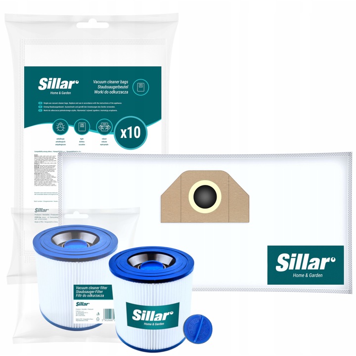 Set 10 x saci sintetici pentru aspirator, microfibra + 1x filtru, lavanil, inlocuire, compatibil cu Karcher WD2, WD3, SE, MV, Sillar