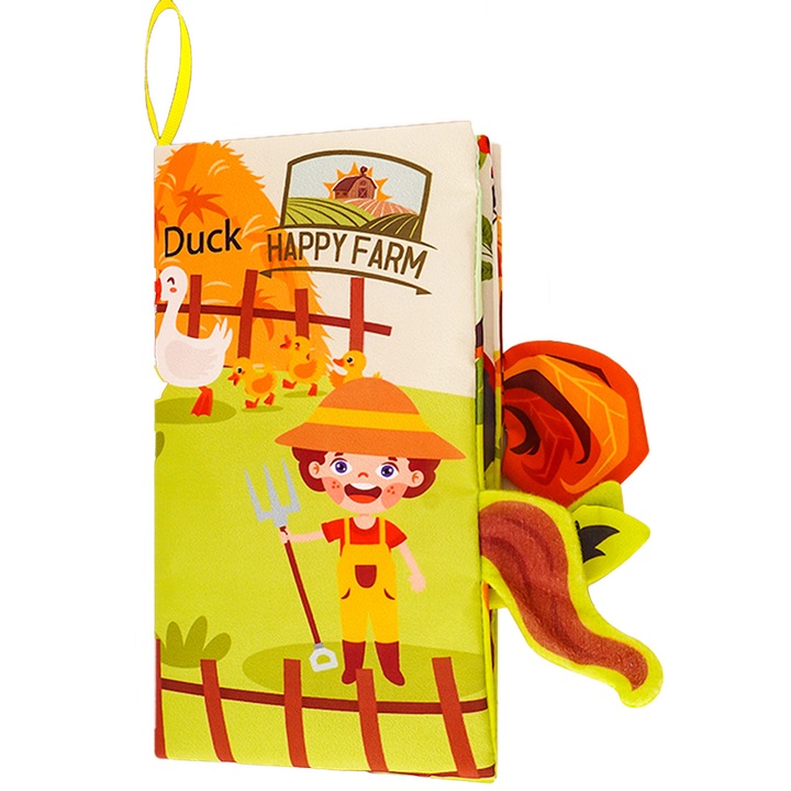 Jucarie interactiva pentru bebelusi, AYSTOAYS®, Carte Senzoriala Fosnitoare pentru Bebelusi, educationala, animale de ferma