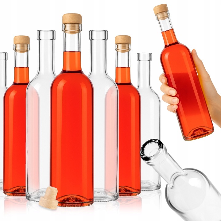 Комплект бутилки Futura 500 мл със запушалки, Superbotelki, Стъкло, Висококачествено производство, Лесни за почистване, Издръжливи, 500 мл, Херметично затваряне, Екологични и за многократна употреба, 29,5 x 6 см, Прозрачни