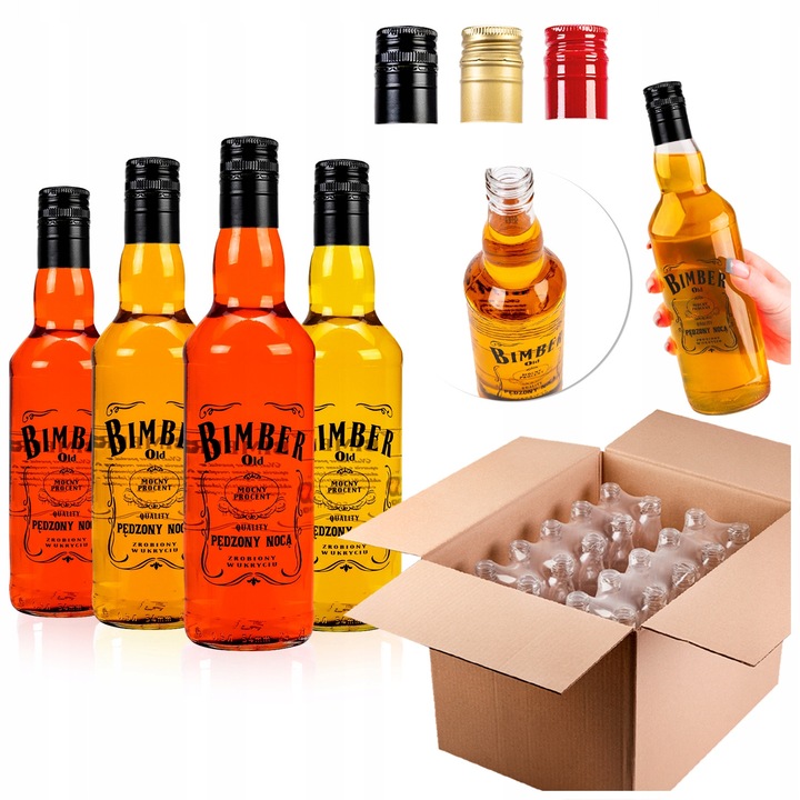 Nyomtatott üvegpalackok készlete, Superbotelki, 500 ml, ergonomikus forma, légmentes záródás, 25 cm x 6,8 cm, átlátszó, ideális bor, likőr tárolására, ajándékkészlet, 50 darab