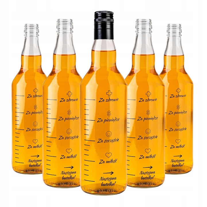 Set De Sticle Din Sticla Cu Imprimeu, SuperButelki, Imprimeu Amuzant, Capac Durabil, Sticla De Inalta Calitate, Design Universal, 28 x 7.5 cm, Imprimeu Negru