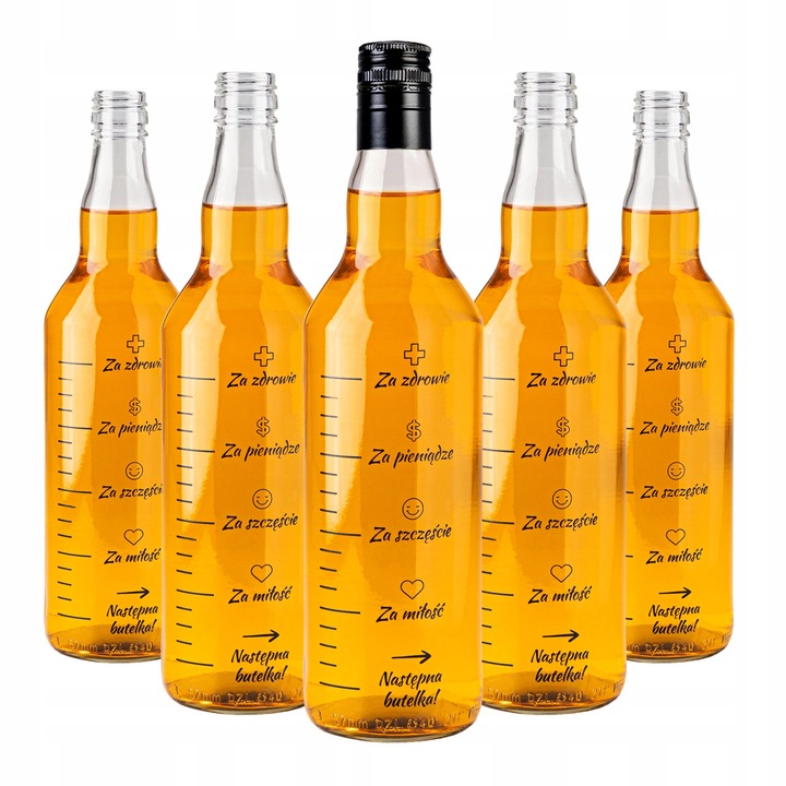 Комплект стъклени бутилки с щампи, SuperButelki, Забавен принт, Здрав капак, Висококачествено стъкло, Универсален дизайн, 28 x 7,5 см, Черен принт