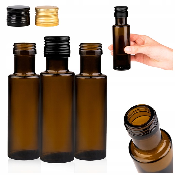 Üvegpalack-készlet, Superbutelki, 100 ml, kiváló minőségű zárt palack, légmentesen záródó, ideális bor, likőr, ajándék tárolására, 14,6 cm x 4,3 cm, olívazöld, 5 darab