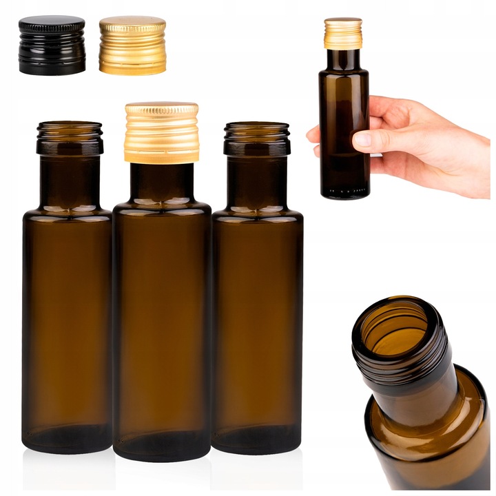 Set De Sticle De Sticla, Superbutelki, 100 Ml, Sticla Inchisa De Inalta Calitate, Sigiliu Etans, Ideal Pentru Depozitarea Vinului, Lichiorului, Cadou, 14.6 Cm x 4.3 Cm, Olive, 5 Bucati