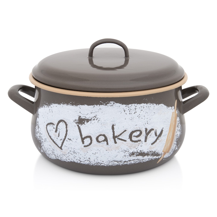 Oala 6.5l cu capac din sticla Bakery Metalac email/24cm/6.5l