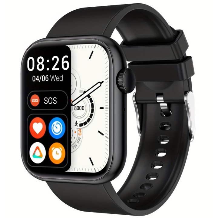 SANFACE смарт часовник, голям екран, водоустойчив, измерване на пулса, измерване на кръвното налягане, 1,54 инча, унисекс