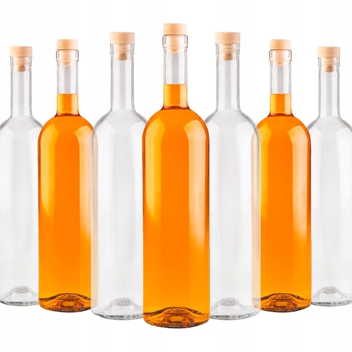 Комплект бутилки с тапи Futura, 1000 мл, SuperButelki, Стъкло, 1000 мл, Лесни за почистване, Издръжливи, Ширина 7.8 см, Височина 33.7 см, Прозрачни