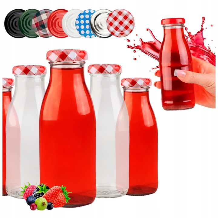 Set De Sticle De Suc Din Sticla De 250 ml Cu Capace, Superbutelki, Sticla, Capac De Etansare Stransa, Sticla Rezistenta, Solutie Ecologica, 15.5 cm x 5.5 cm, 10 Bucati