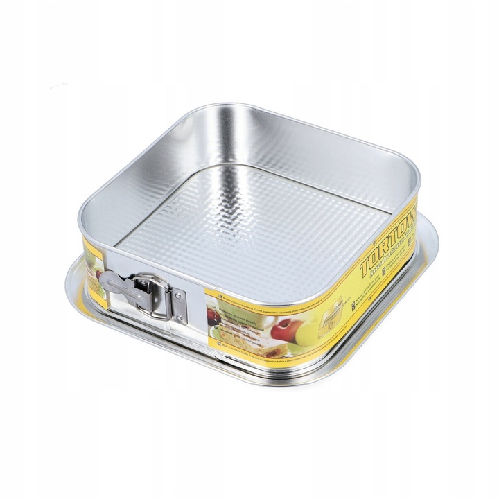 Tava Patrata Pentru Tort, Snb, Fund Detasabil, Laterale Detasabile, Placa Usoara Zincata, Strat Antiaderent, 24 x 24 x 5 cm, Argintie