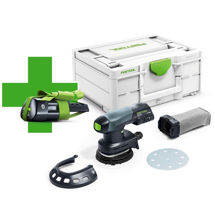 Festool ETSC 125-Basic akkumulátoros csiszoló, 1,4 kg, komplett készlet, 3,0 Ah, 125 mm