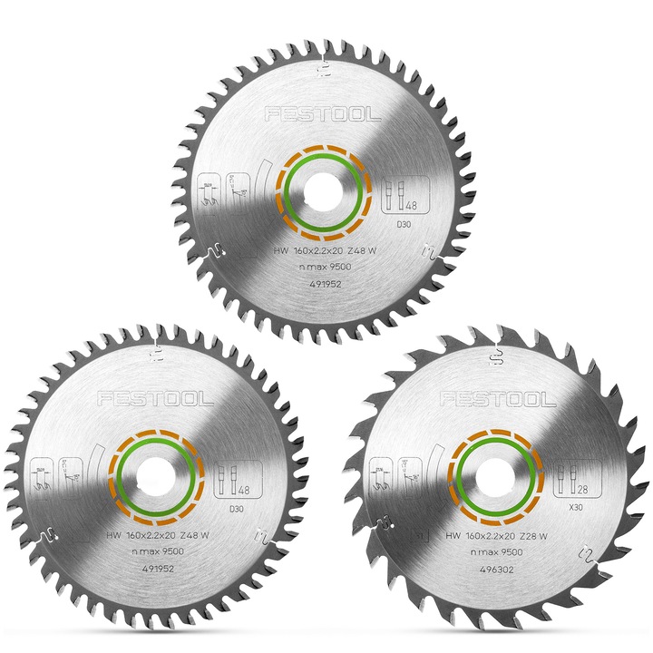Set 3 lame fierastrau Festool, 160x2,2cm