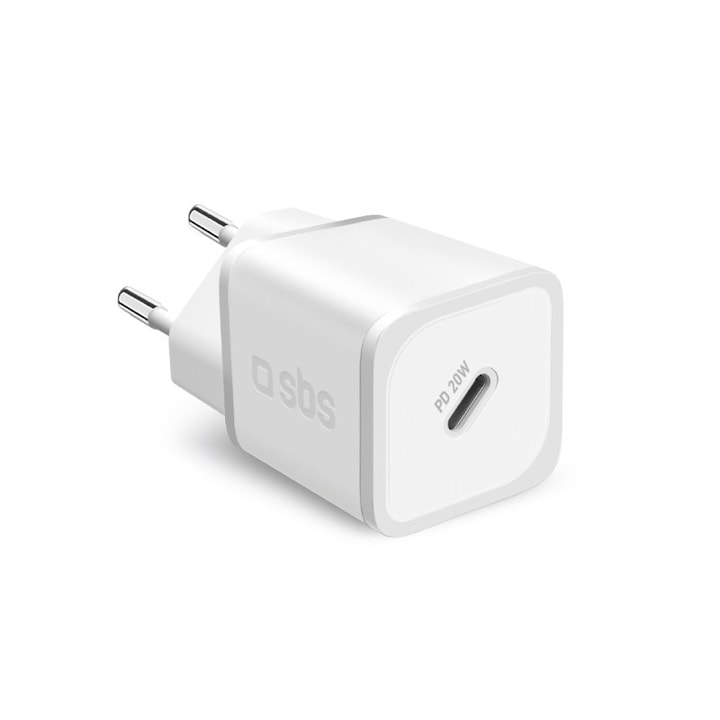 Мрежово зарядно GaN 20W SBS 44609 USB-C PD, БЯЛ