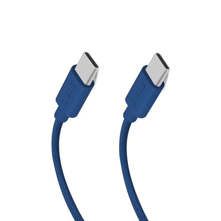 Cablu USB-C SBS TecabletissueTccb - USB-C 1,5 m 60 w impletit - Albastru
