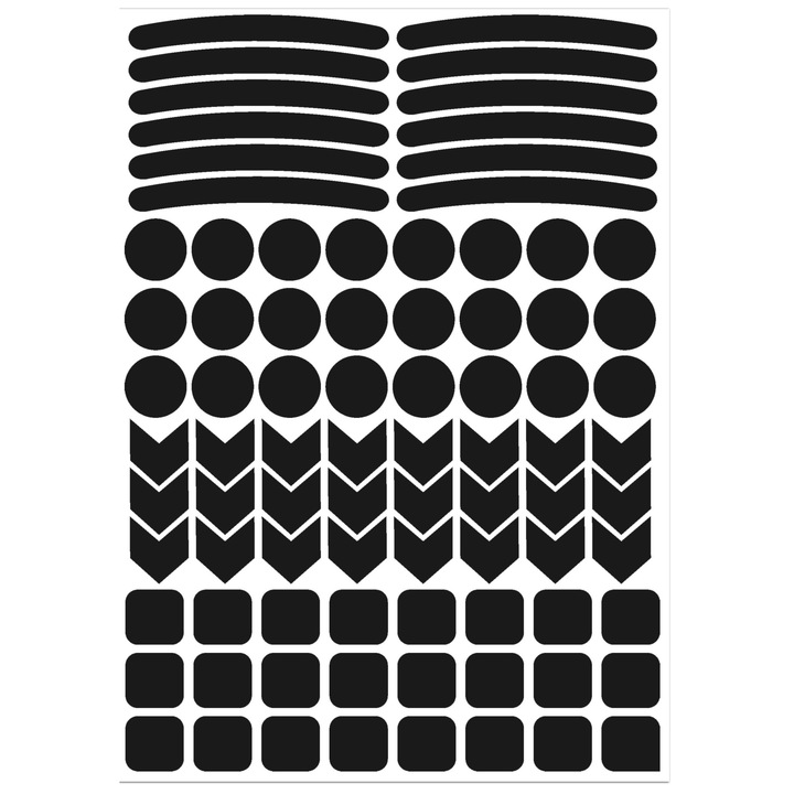 Предупредителни черни рефлекторни светлоотразителни самозалепващи стикери за безопасност, Biomar Labs, подходящи за велосипеди, каски, автомобили, мотоциклети, детски колички, 84 бр. D 51