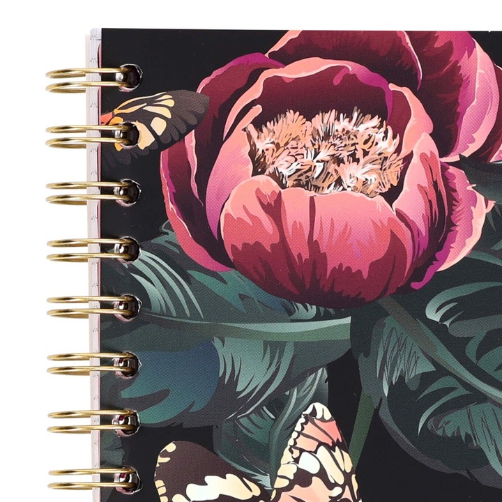 Спирална тетрадка с разделители, STRIGO PADS Project Book Flowers B5, математика, 200 страници, 80 гр. FSC хартия, твърди корици, флорално зелено