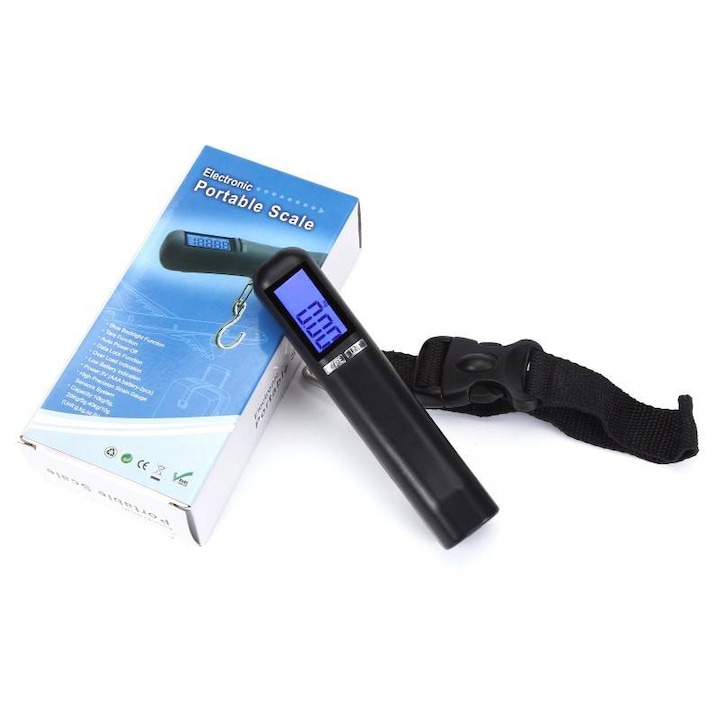 Преносима електронна везна SANFACE, 50 кг, за багаж, с кука, 0.01 г - комплект