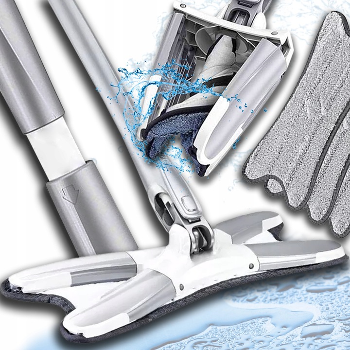 Set Mop Cu Storcator Si Cap De Curatare Din Microfibra, Avocado Home, Material: Plastic, Materialul Insertiei: Microfibra, Cap Rotativ 360°, Lungimea Manerului: 115 cm, Dimensiuni: 36 x 14 x 115 cm, Albastru, 1