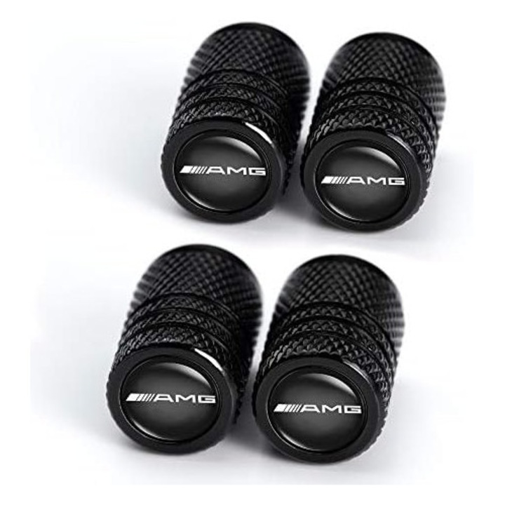 Комплект от 4 капачки за вентили на автомобили, капачки за вентили на гуми, Mercedes-AMG, устойчиви на ръжда, защита от корозия, прахоустойчиво уплътнение, черни