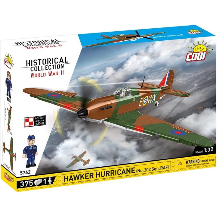 Model Hawker Hurricane Cobi 302 Sqn RAF, 375 piese, multicolor, 29.5x10.5x38.5 cm