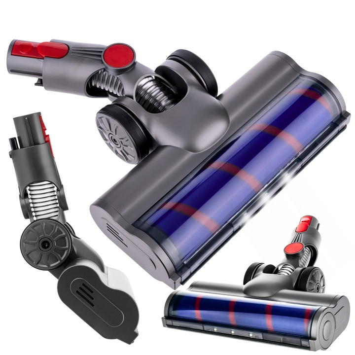 Perie turbo rotativa cu LED, Luka, mov, compatibila cu Dyson V7 V8 V10 V11