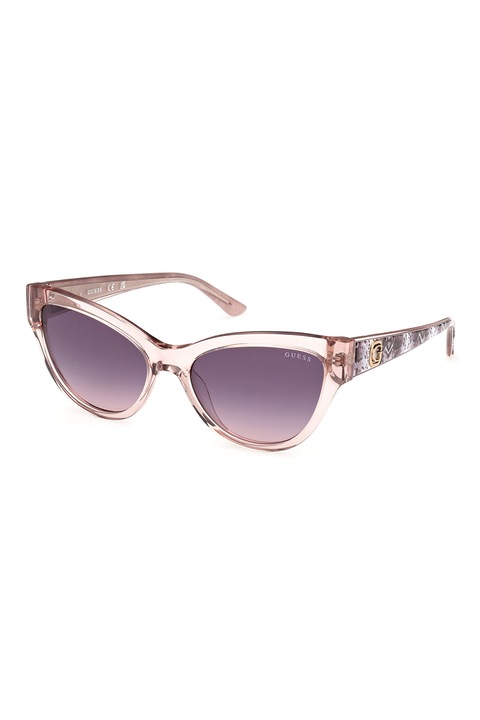 GUESS, Ochelari de soare cat-eye, 56-17-140, Alb/Negru/Roz pal
