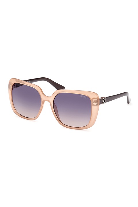 GUESS, Ochelari de soare patrati cu lentile in degrade, 58-18-140, Negru/Maro nisip