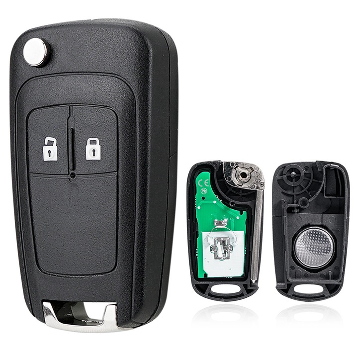 Teljes távirányítós autókulcs Vauxhall / Opel Astra J Insignia Zafira C Corsa ED Mokka Viva Adam 2 gombos 433Mhz + PCF7941(ID46) Chip HU100 bicska