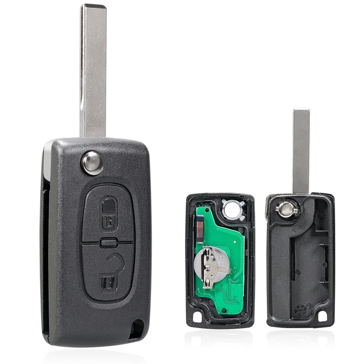 Cheie auto completa telecomanda pentru Peugeot 207 308 5008 807 Expert Partner CC SW Citroen C2 C3 Picasso C4 C8 2 Butoane ASK 433Mhz + PCF7961 ( ID46 ) Chip CE0523 HU83 Lama