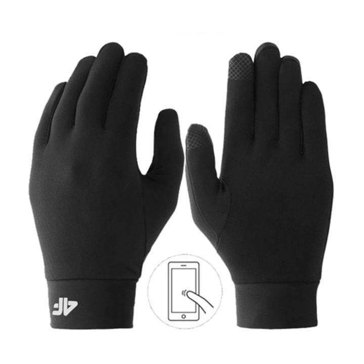 Manusi unisex 4F, Poliester, Negru, XS INTL