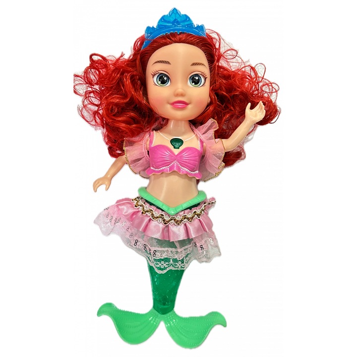 Papusa ALMIDO Ariel, Micuta Sirena, cu sunete si lumini, 29 cm, multicolor