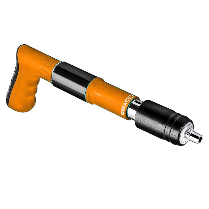 Kit Pistol GREATON Pentru Fixare Cuie In Perete, Tavan, Podea, Lemn, Pneumatic, Manual, Accesorii Si Ochelari Protectie, Trusa Depozitare Si Transport, Calibru 7.3 cm, Portocaliu