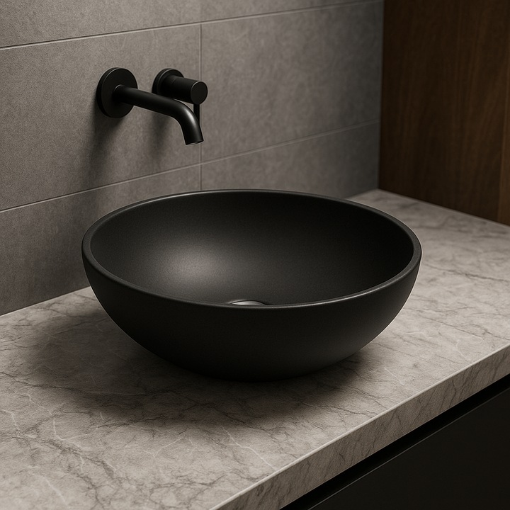 Lavoar / Chiuveta Mineral Compozit Semisfera Negru Diametru: Ø 42,0 cm