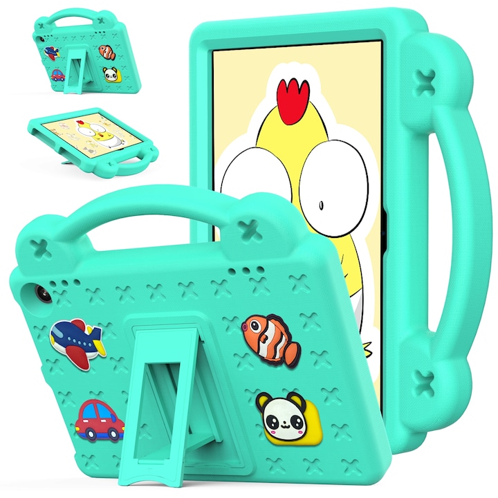 Husa tableta pentru Amazon Fire HD8 2024 / 2022 / HD8 Plus, husa cu maner si suport, copii EVA rezistenta la socuri, culoare menta