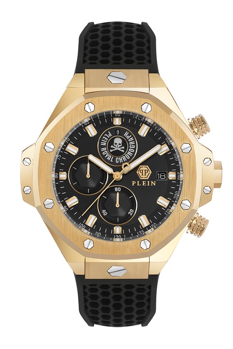 Philipp Plein, Ceas cronograf cu curea din silicon Royal, Auriu, Negru