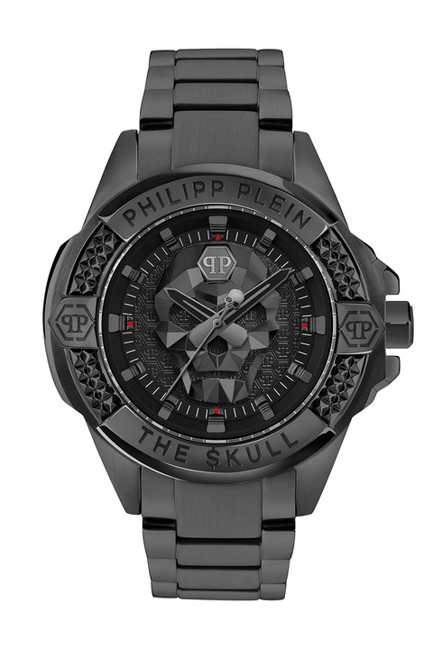 Philipp Plein, Часовник The Skull Watch с верижка от неръждаема стомана, Черен