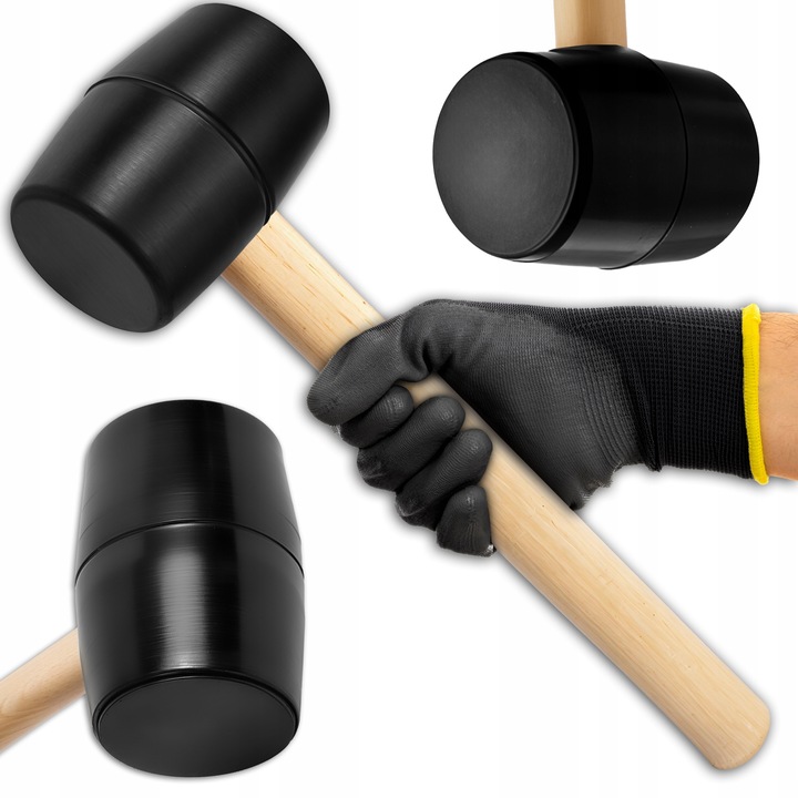 Гумено чукче, Обща дължина: 23 см, Ширина: 7,5 см, Диаметър на чука: 4,5 см, Дръжка: Дърво, 23 x 7,5 x 4,5 см, 1 x Гумено чукче