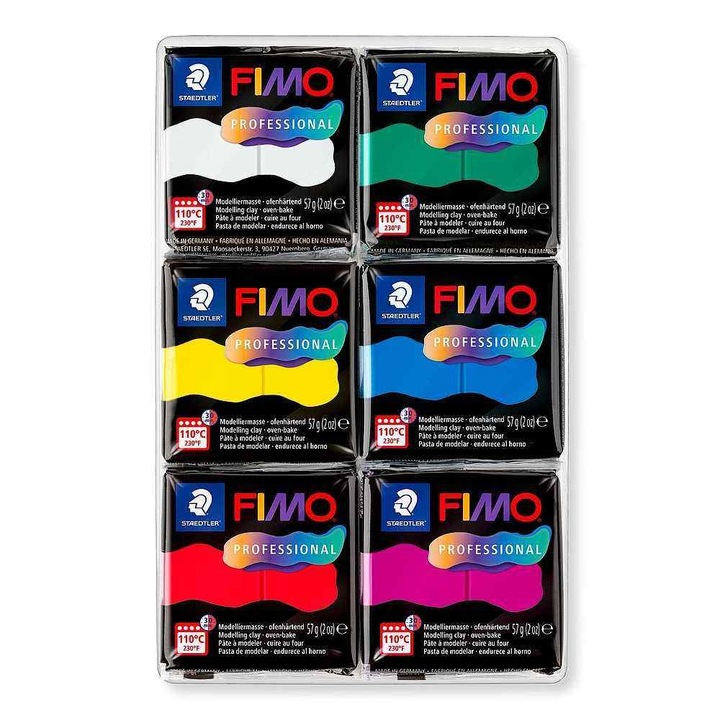 Pasta de modelaj FIMO Professional, set 6 culori, 342g