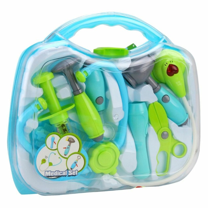 Jucarie trusa doctor, Tegole, In cutie, 8x30x27 cm, 36 luni+, Verde