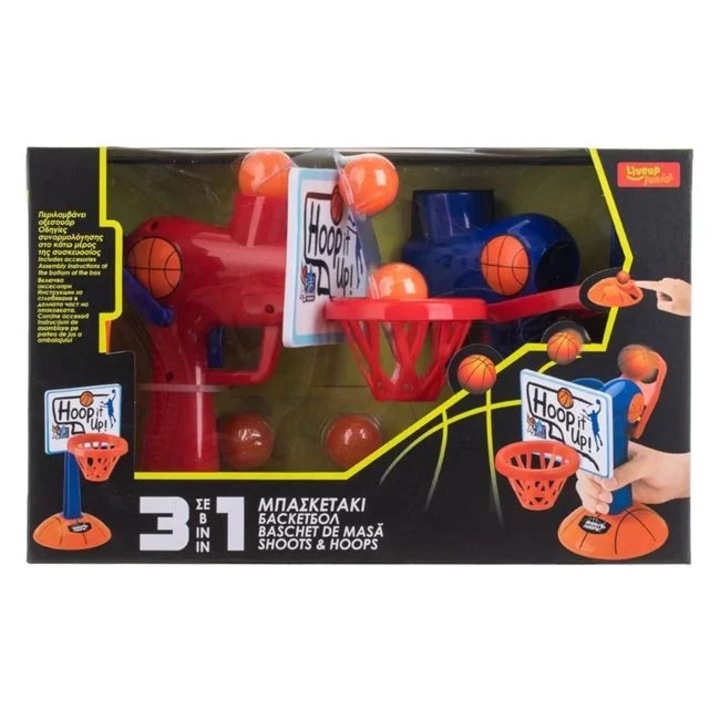 3 az 1-ben kosárpalánk társasjáték, műanyag, 31,5x14,5x19,5, kék-narancssárga