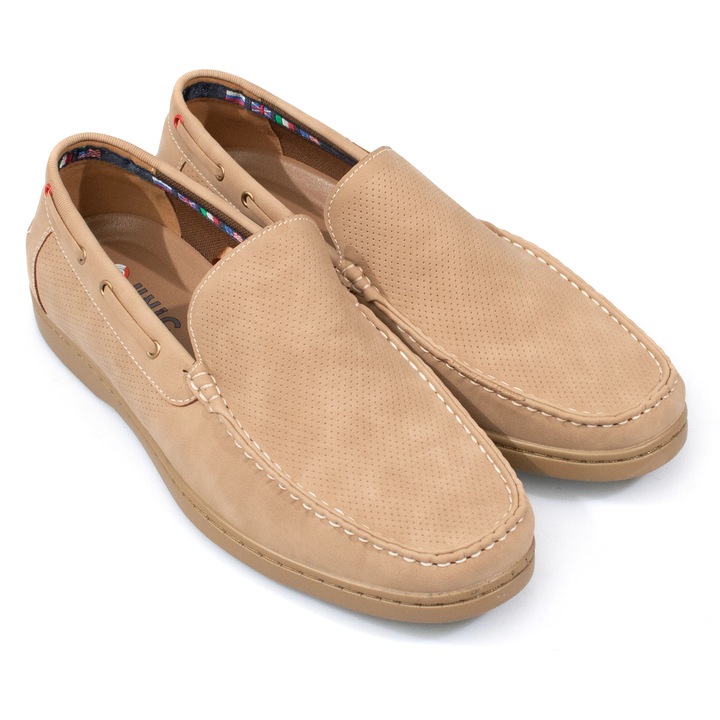 Мъжки мокасини, Unic, Zefir, екокожа, бежови - 41