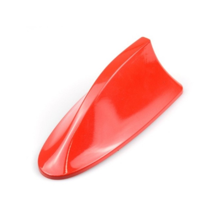 Antena Radio FM ACTIVA rechin neagra PREMIUM, Se monteaza prin lipire cu banda dublu adeziva, Rosu