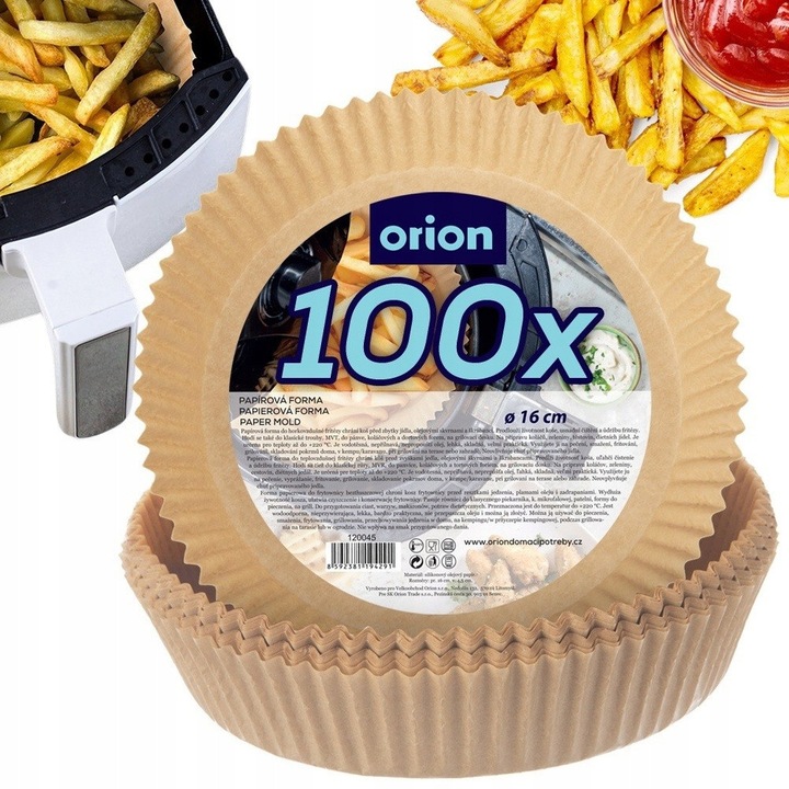 Set De Insertii Pentru Friteuza, Orion, 16x5 cm, De Unica Folosinta, Rezistente La Apa, Rezistente La Ulei, Rezistente La Temperaturi De 230°C, 100 Bucati