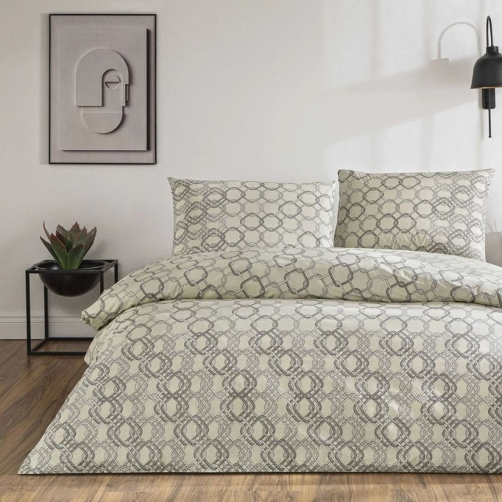 Geometrikus mintás franciaágynemű, 100% pamut ranforce, 240x260 cm, 4 darab, TAC, Galen
