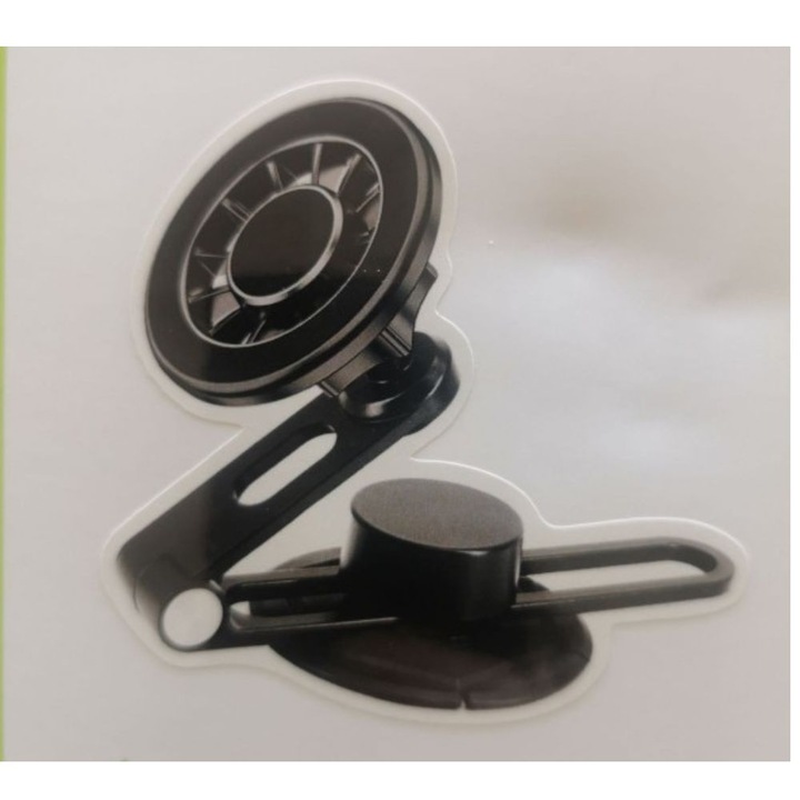 Suport auto, Magnetic, SU1, pentru telefon, prindere lipici, usor de montat pe bord, unghi reglabil, brat reglabil, Negru